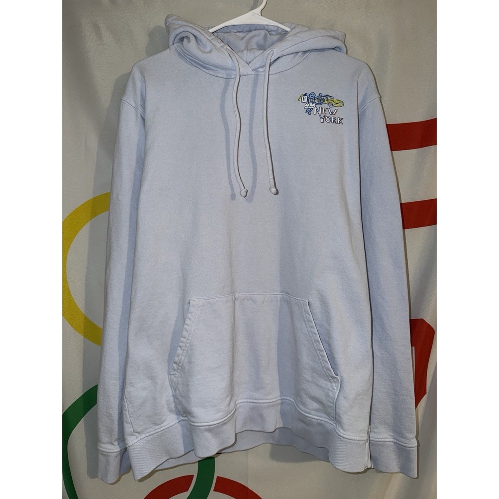 Roller Rabbit Monkey In The City Hoodie New York Womens Large Baby Blue
